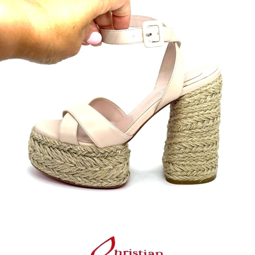 Christian Louboutin SUPER MARIZA 130 Platform Heels Espadrille Sandal Shoes - Picture 4 of 15